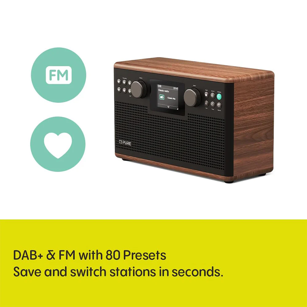 Pure Classic H6 DAB DAB+ FM Stereo Digital Radio with Bluetooth - Coffee Brown Walnut - Image 6