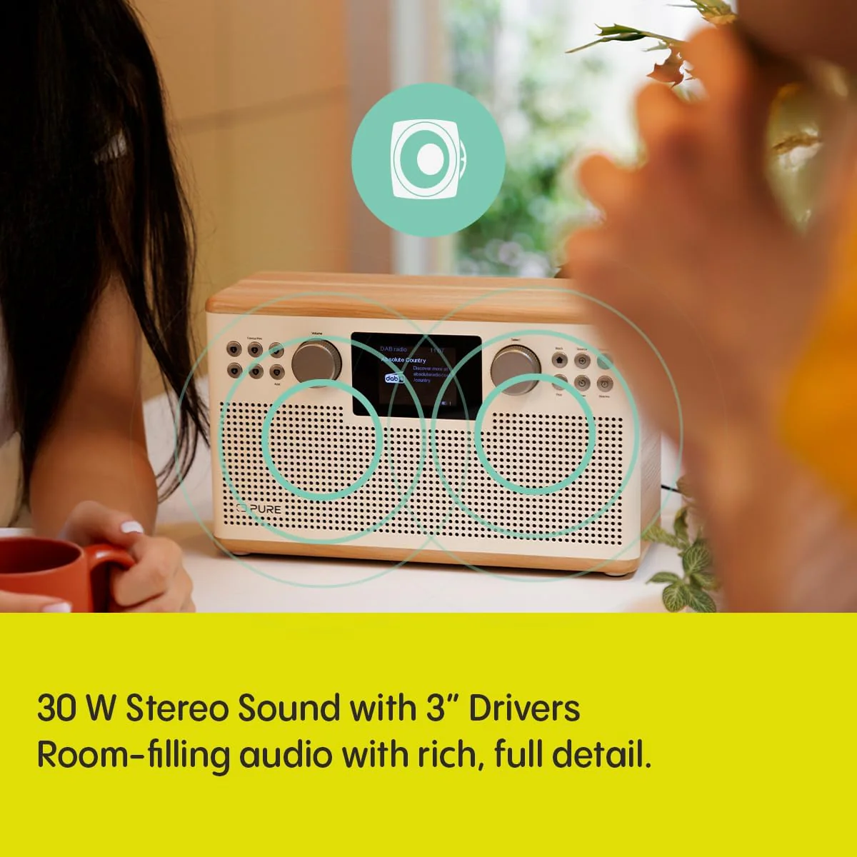 Pure Classic H6 DAB DAB+ FM Stereo Digital Radio with Bluetooth - Cotton White Oak - Image 4