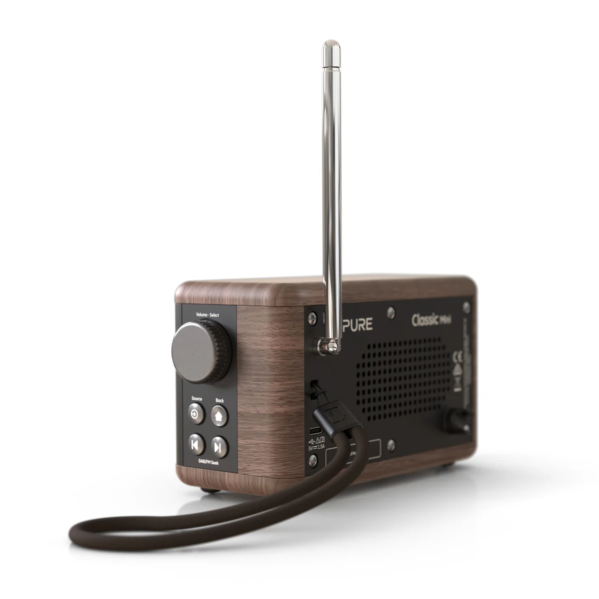 Pure Classic Mini Dab+ FM The Charming Portable Bluetooth Digital Radio - Coffee Black Walnut - Image 4