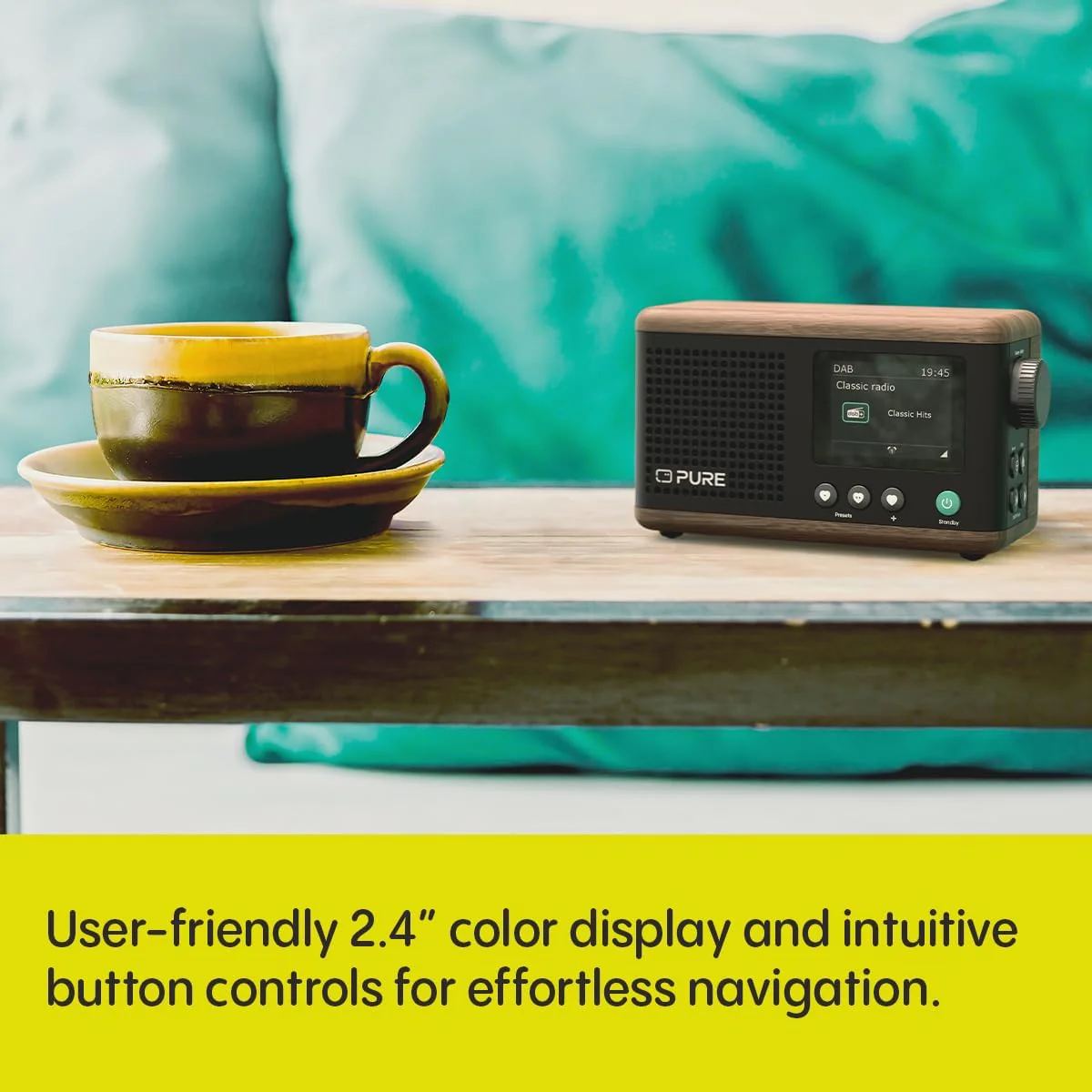 Pure Classic Mini Dab+ FM The Charming Portable Bluetooth Digital Radio - Coffee Black Walnut - Image 6