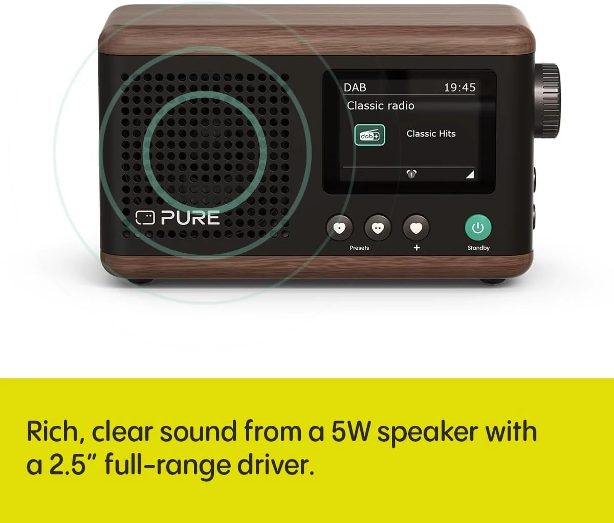 Pure Classic Mini Dab+ FM The Charming Portable Bluetooth Digital Radio - Coffee Black Walnut - Image 7