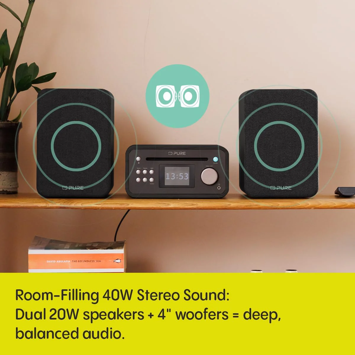 Pure Classic Stereo Mini DAB DAB+ FM Radio with Bluetooth CD Player Micro Stereo System Black - Image 6