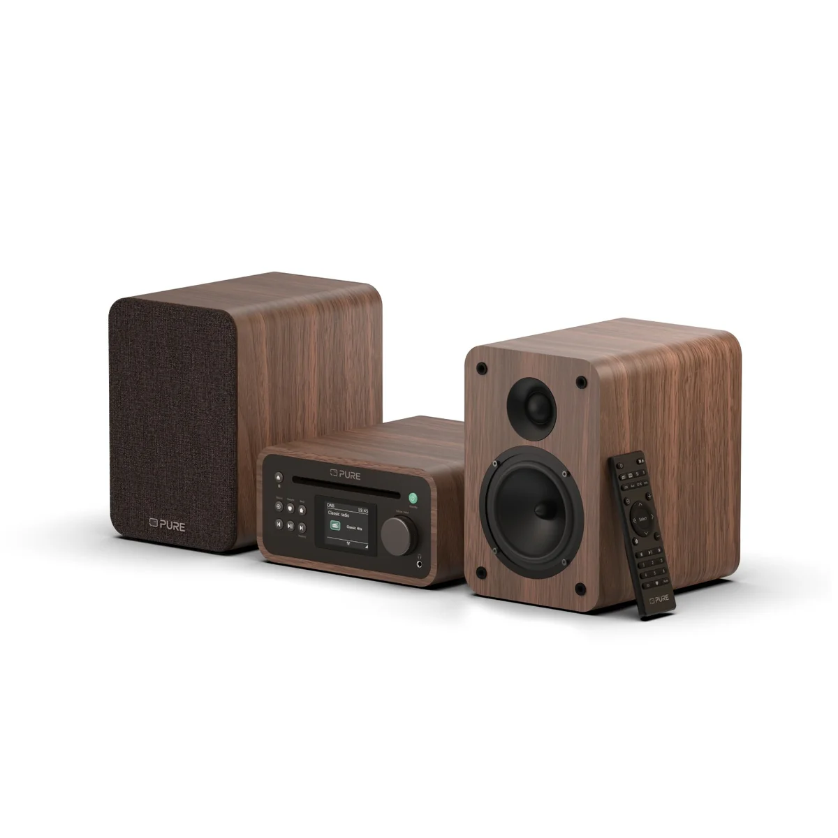 Pure Classic Stereo Mini DAB DAB+ FM Radio with Bluetooth CD Player Micro Stereo System Coffee Brown Walnut - Image 2