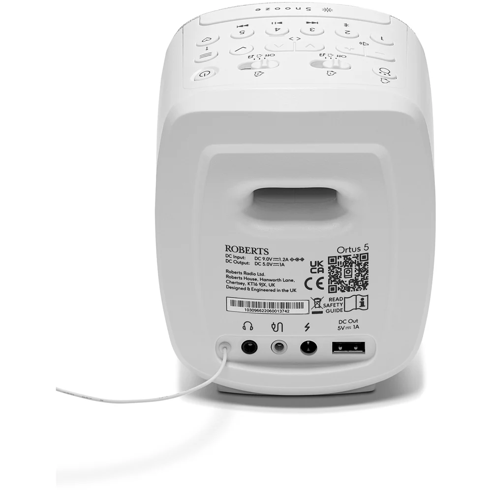 Roberts Ortus 5 DAB DAB+ FM RDS Bedside Radio with Bluetooth White - Image 2