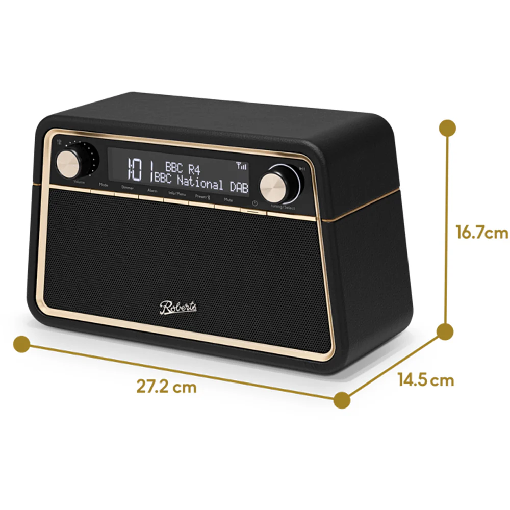 Roberts Reva DAB DAB+ FM Table-Top Radio With Bluetooth - Black - Image 4