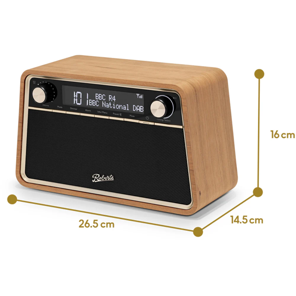 Roberts Reva DAB DAB+ FM Table-Top Radio With Bluetooth - Cherry Wood - Image 2