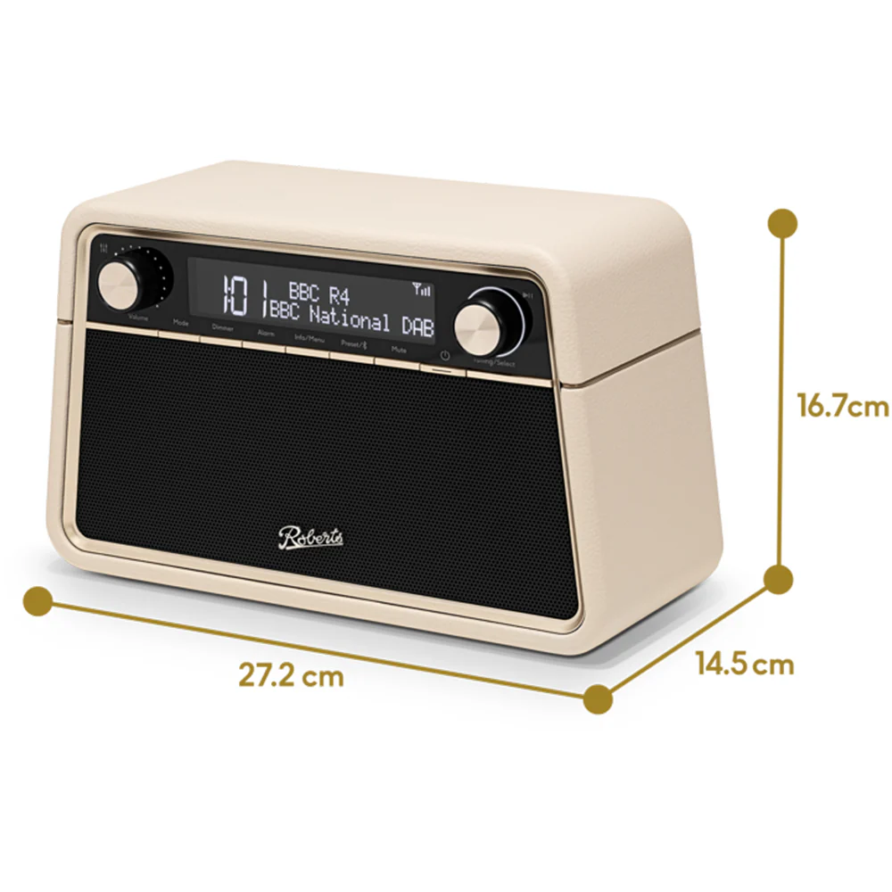 Roberts Reva DAB DAB+ FM Table-Top Radio With Bluetooth - Pastel Cream - Image 2