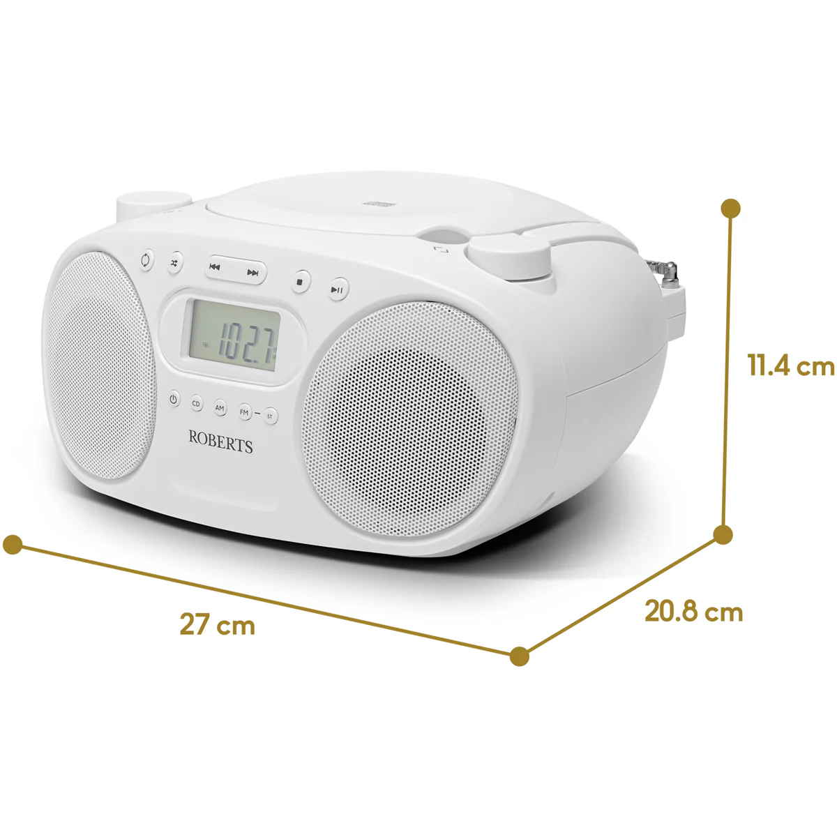 Roberts Zoombox FM Portable CD Player FM AM Radio White - Image 5