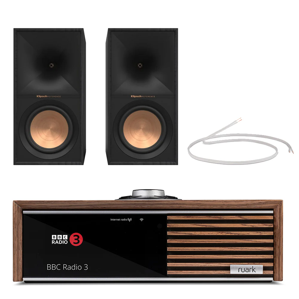 Ruark R610 Music Console Fused Walnut with Klipsch R-60M Bookshelf Speakers Pair HiFi Package
