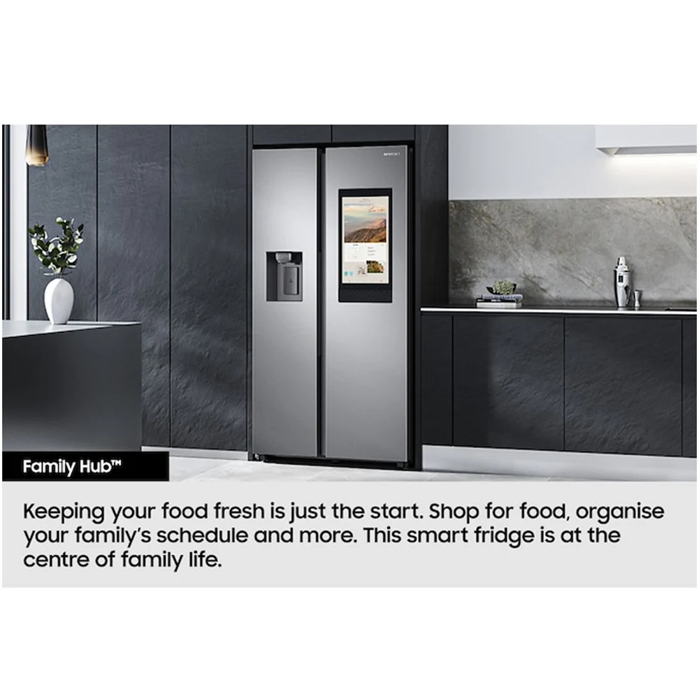 Samsung Bespoke AI RS90F66BEFEU Plumbed American Fridge Freezer with Family Hub Black - Image 10