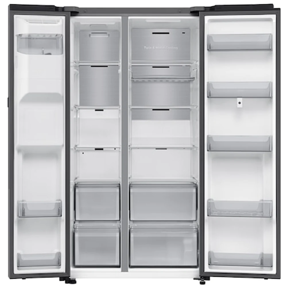 Samsung Bespoke AI RS90F66BETEU Plumbed American Fridge Freezer with Family Hub Silver - Image 3