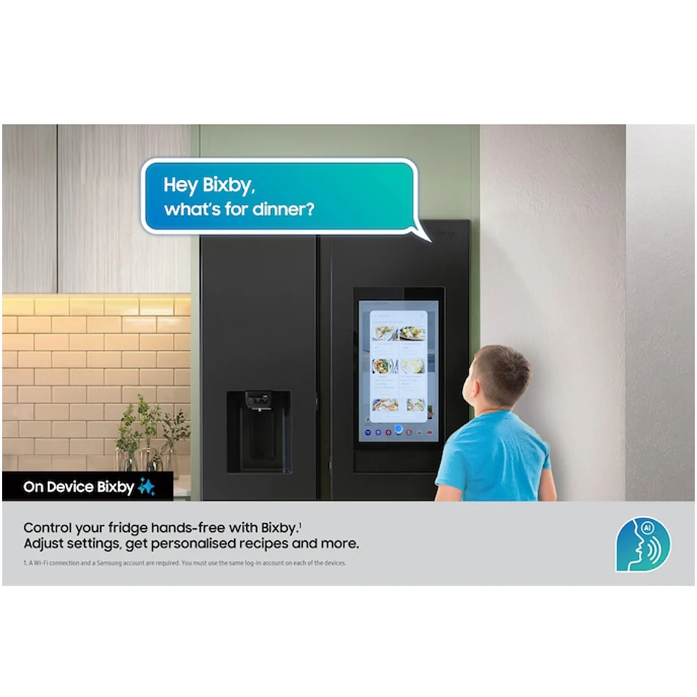 Samsung Bespoke AI RS90F66BETEU Plumbed American Fridge Freezer with Family Hub Silver - Image 6