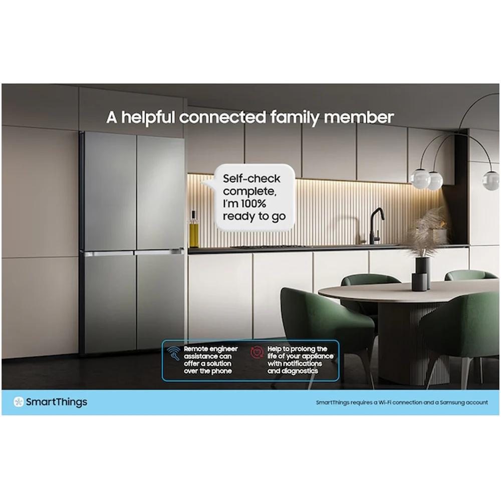 Samsung Bespoke AI RS90F66BETEU Plumbed American Fridge Freezer with Family Hub Silver - Image 7