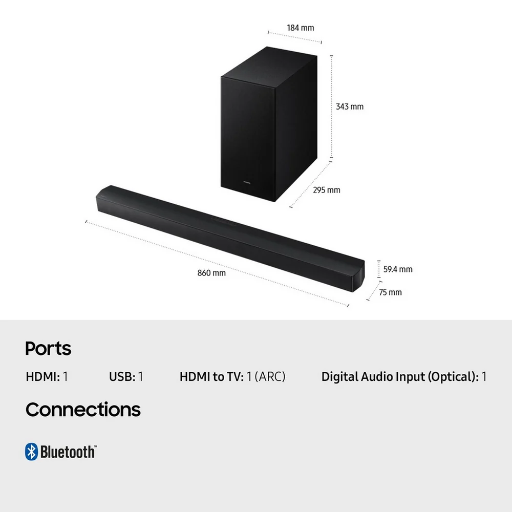 Samsung HW-B650F B-Series 3.1ch 370W Soundbar with Wireless Subwoofer Black 2025 - Image 6