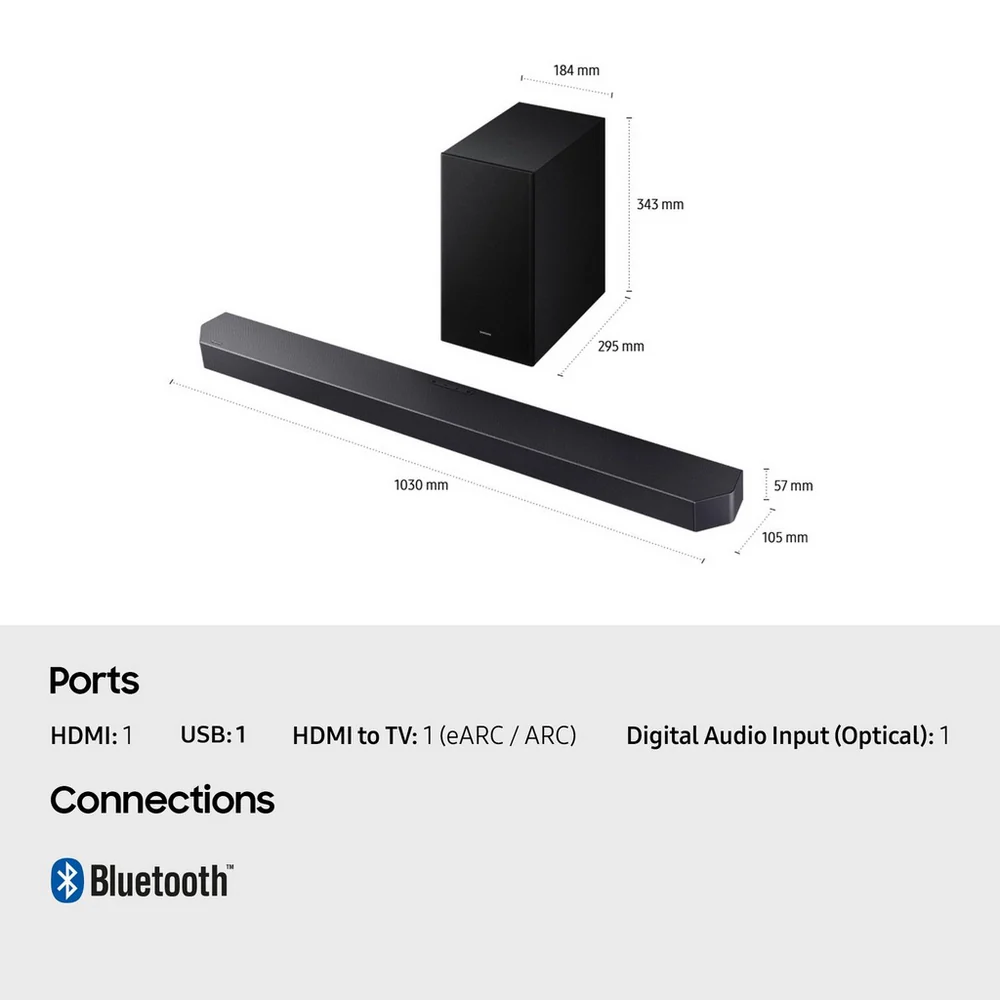 Samsung HW-Q600F 3.1.2ch Q-Series Soundbar with Wireless Subwoofer in Titan Black 2025 - Image 5