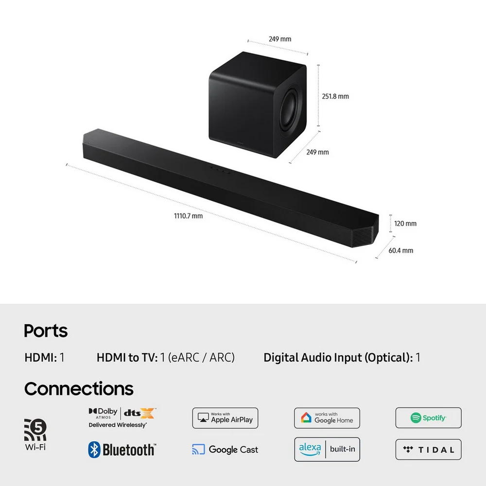 Samsung HW-Q800F 5.1.2ch Q-Series Soundbar with Wireless Subwoofer in Black 2025 - Image 5