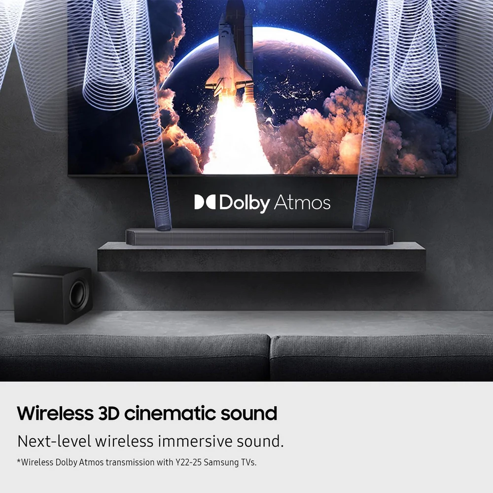 Samsung HW-Q930F 9.1.4ch Q-Series Soundbar with Wireless Subwoofer and Rear Speakers in Titan Black 2025 - Image 9