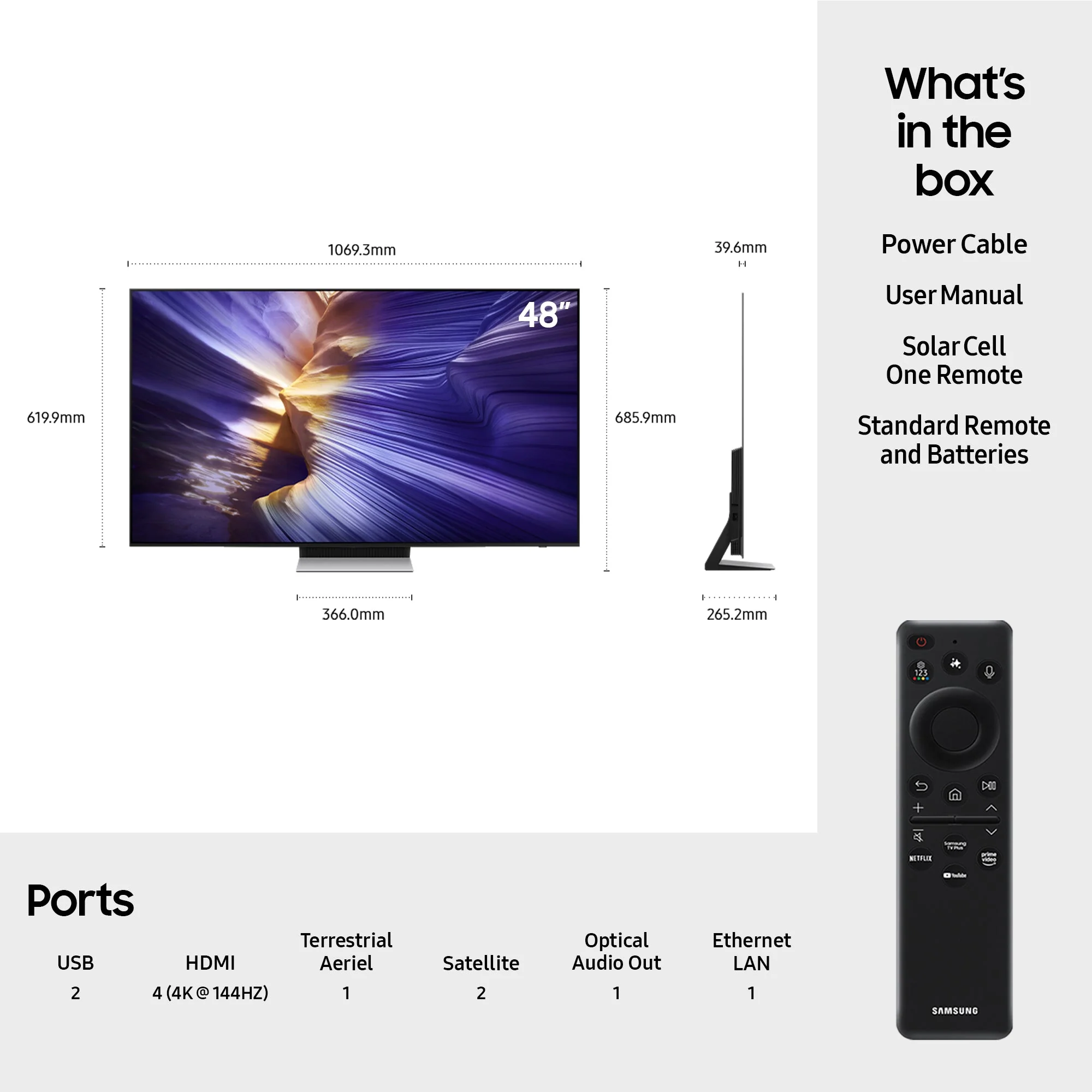 Samsung QE48S90FAEXXU 48 Inch S90F 4K OLED Ultra HD HDR Smart AI TV - Image 4