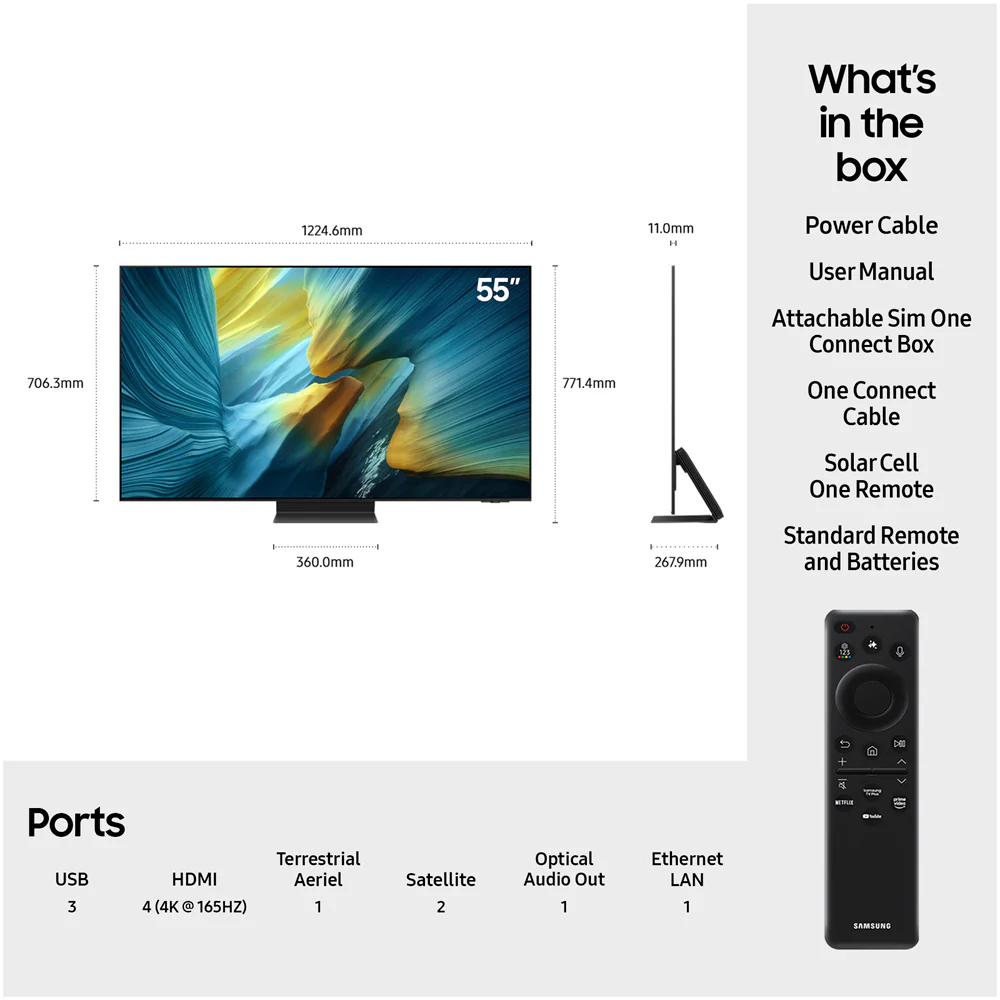 Samsung QE55S95FATXXU 55 Inch S95F OLED 4K Ultra HD HDR Smart AI TV - Image 4