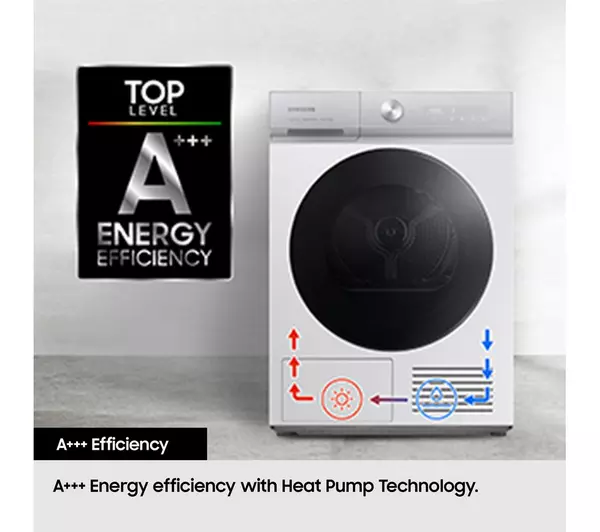 Samsung Series 5 DV90CGC0A0AEEU with OptimalDry 9 kg Heat Pump Tumble Dryer White - Image 5
