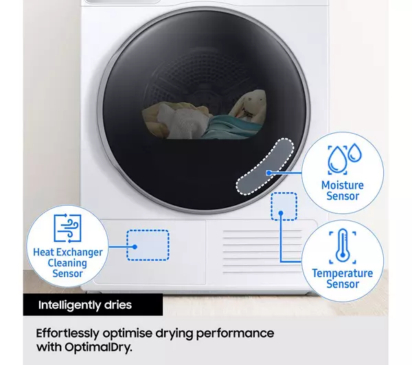 Samsung Series 5 DV90CGC0A0AEEU with OptimalDry 9 kg Heat Pump Tumble Dryer White - Image 6