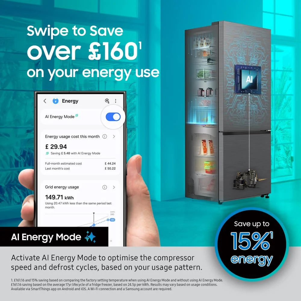 Samsung Series 6 RB38C636DB1EU SpaceMax Non Plumbed Frost Free Smart Fridge Freezer Black Stainless - Image 8