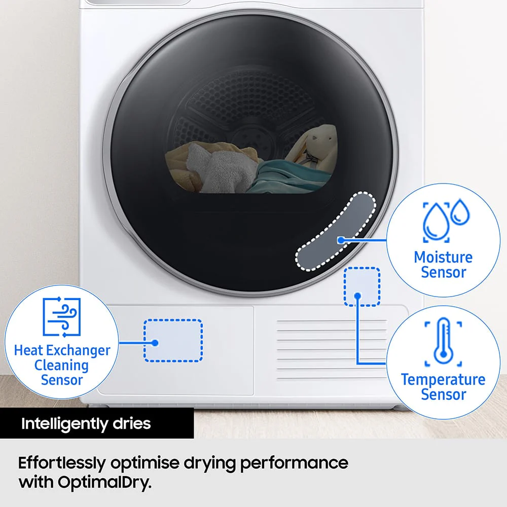 Samsung Series 8 DV90BB9445GHS1 with Optimal Dry 9kg Heat Pump Tumble Dryer White - Image 10