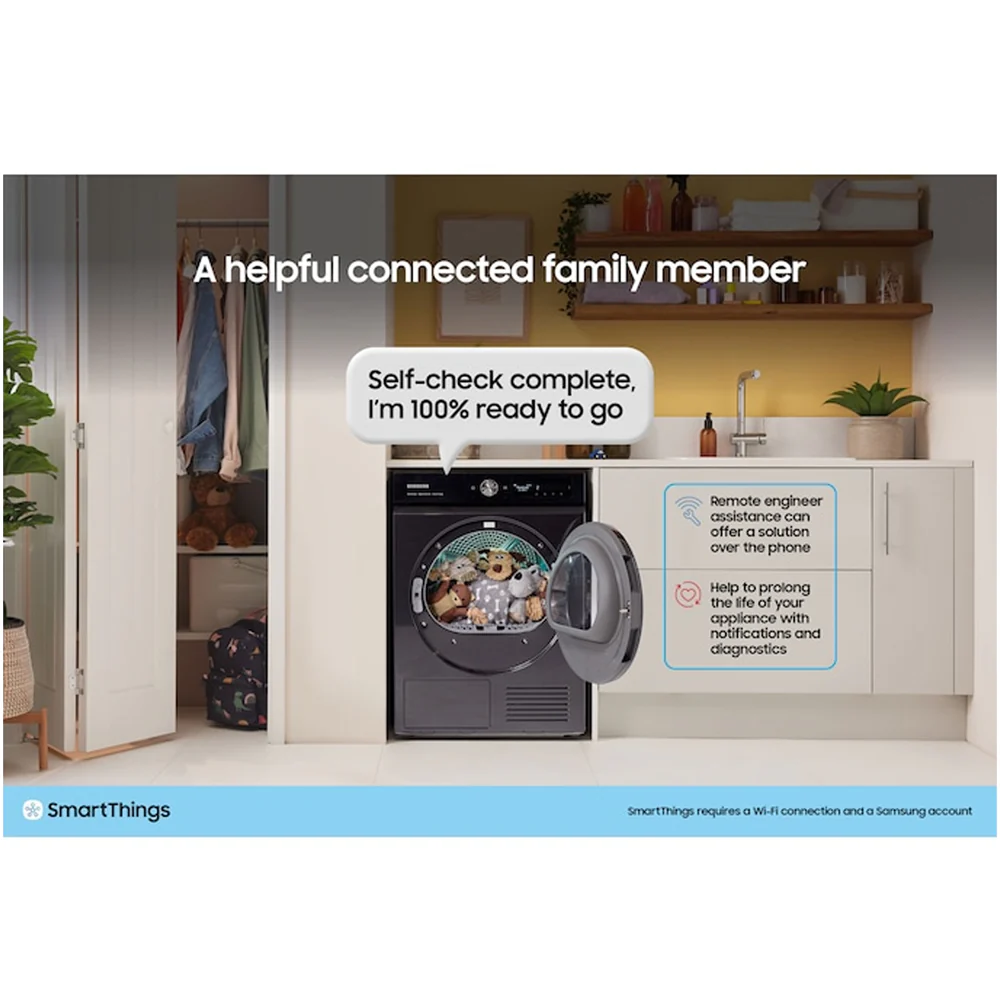 Samsung Series 9 DV90F09F4SU1 with AI Home 9kg Heat Pump Tumble Dryer Dark Steel - Image 3
