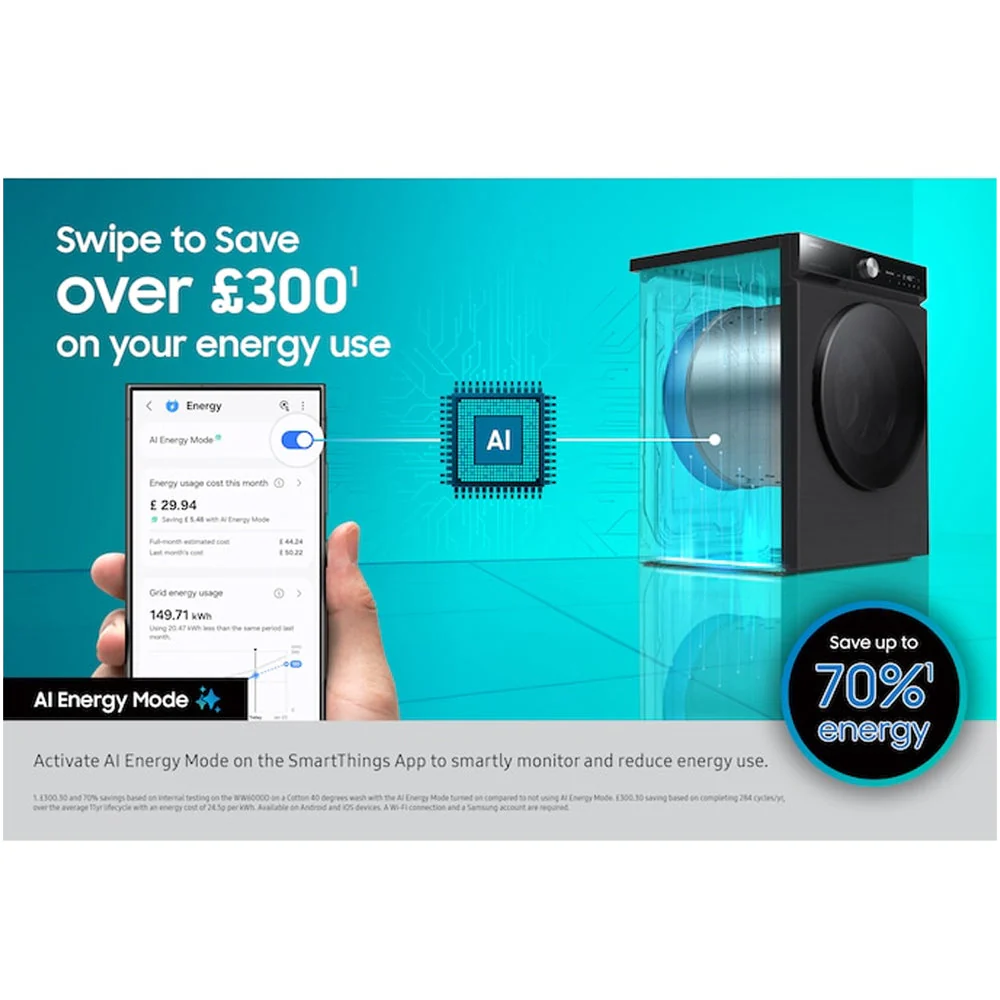 Samsung Series 9 WF90F09C4SU1 Bespoke AI Home 9kg 1400 Spin Smart Washing Machine Dark Steel - Image 8