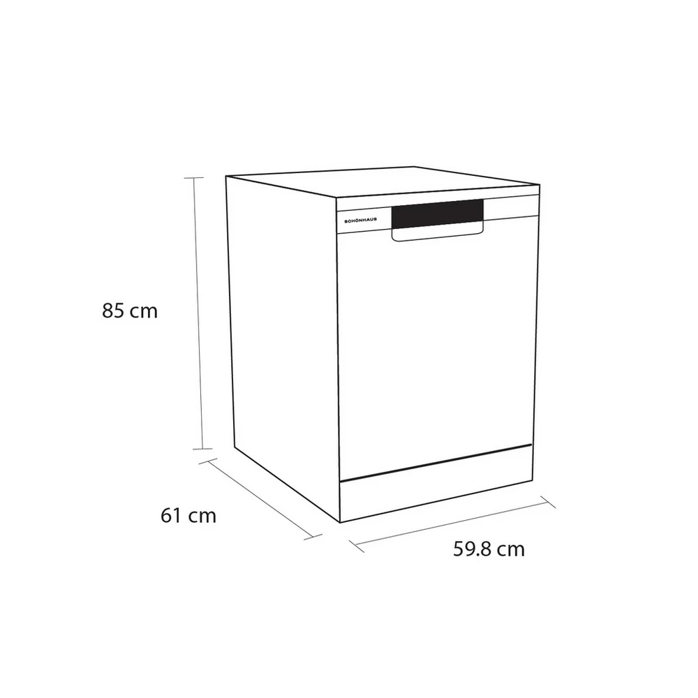 Schonhaus DWSF0115FSBW Freestanding Full Size Dishwasher White with 15 Place Settings - Image 9