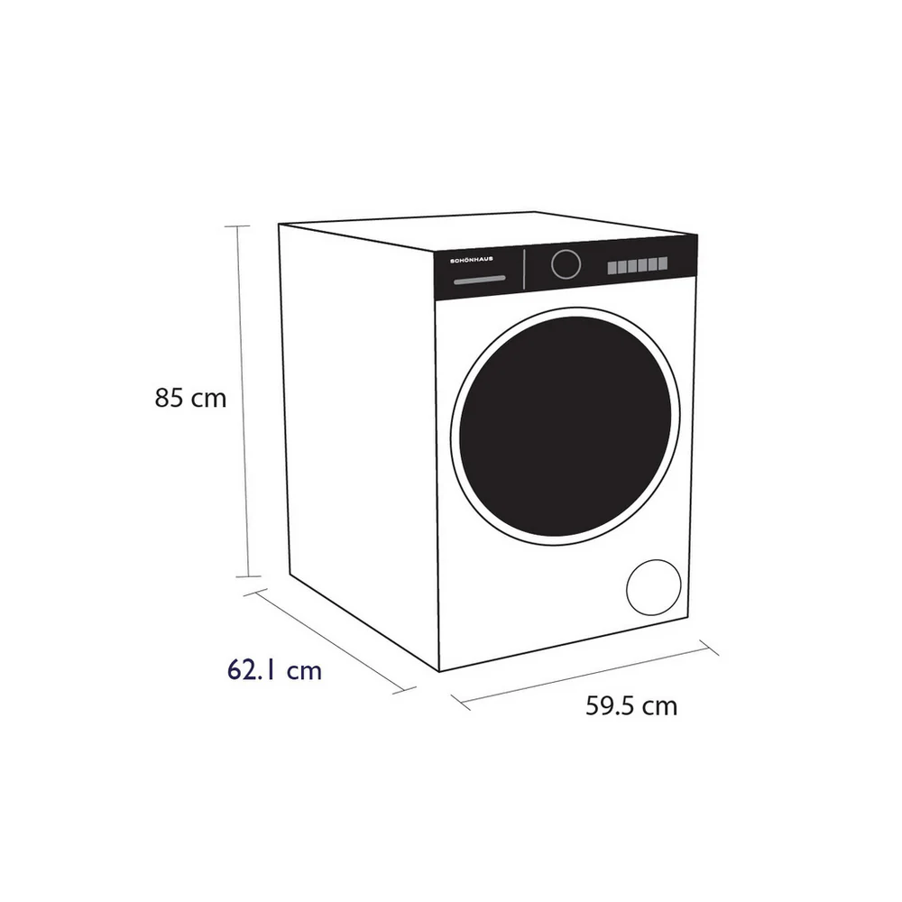 Schonhaus TDSHF018A3W 8kg Heat Pump Tumble Dryer White - Image 2