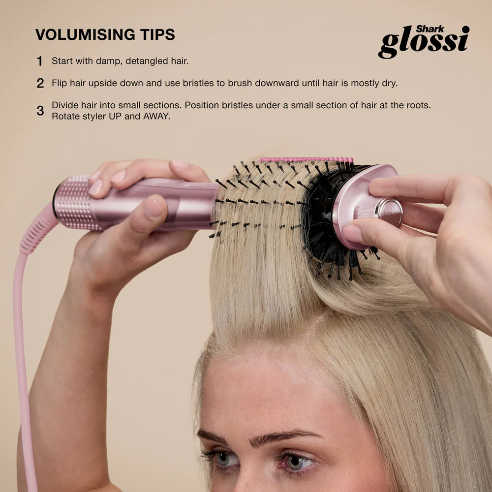 Shark Glossi HT302UKPK 2-in-1 Hot Brush and Air Glosser Brush Lychee - Image 11