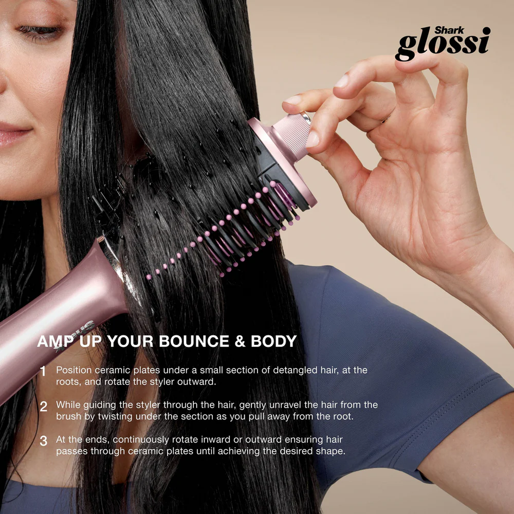 Shark Glossi HT302UKPK 2-in-1 Hot Brush and Air Glosser Brush Lychee - Image 14