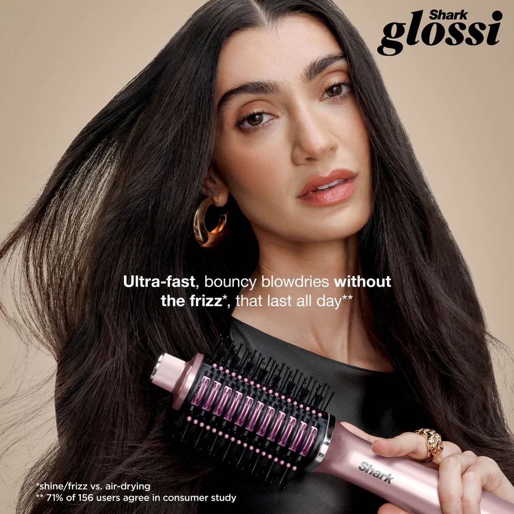 Shark Glossi HT302UKPK 2-in-1 Hot Brush and Air Glosser Brush Lychee - Image 2