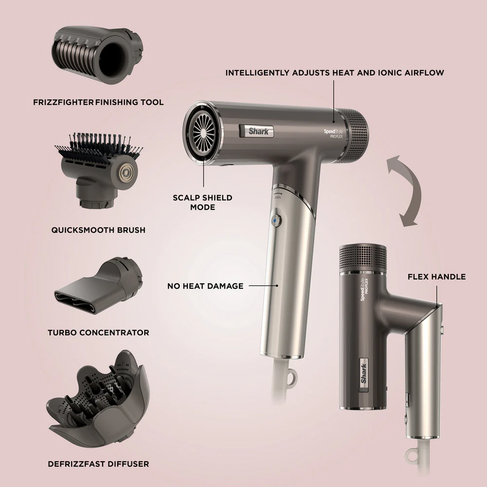 Shark SpeedStyle Pro HD542UK FLEX 4-in-1 High-Velocity Hair Dryer System Mocha Silver - Image 5