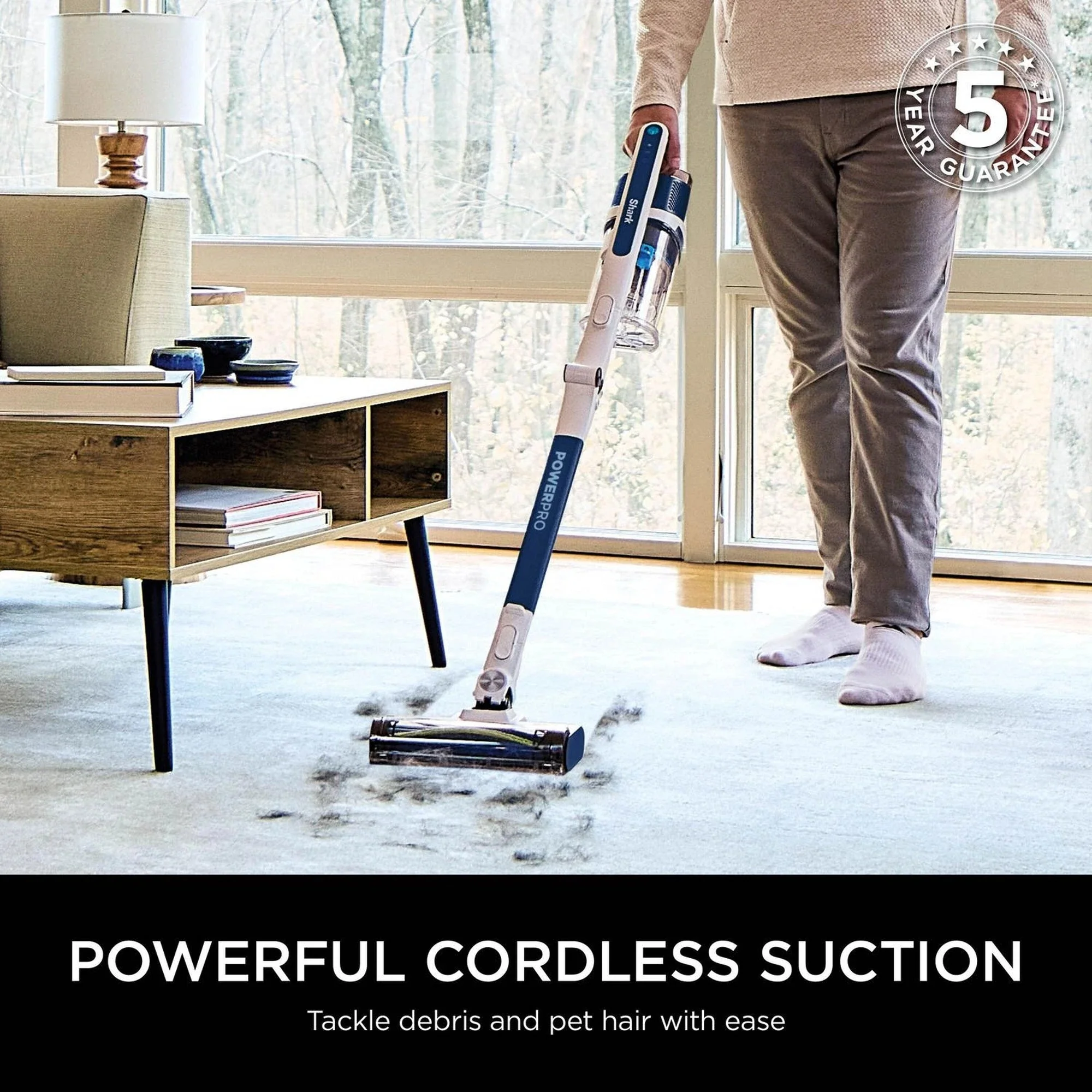 Shark IZ380UK PowerPro Cordless Stick Vacuum Cleaner with Anti Hair Wrap and Floor Detect - Up To 50 Minutes Run Time Navy Metallic - Image 3