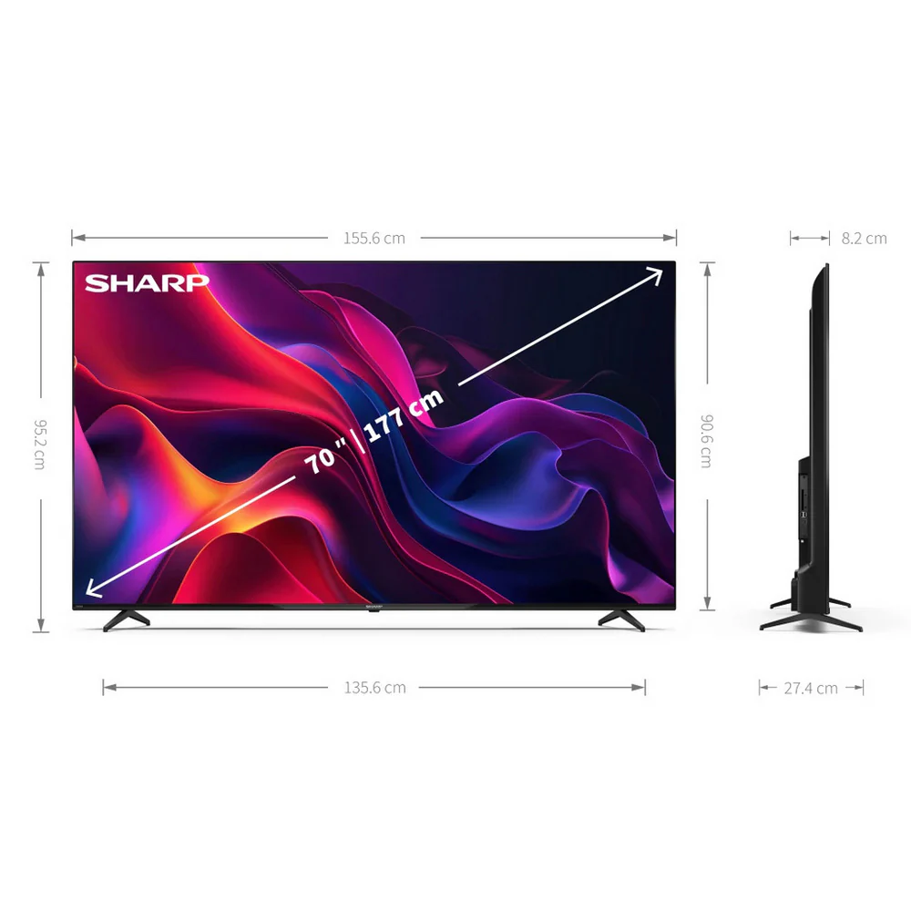 Sharp 4T-C70GK4245KB 70 Inch LED 4K Ultra HD Frameless Smart TV - Image 3