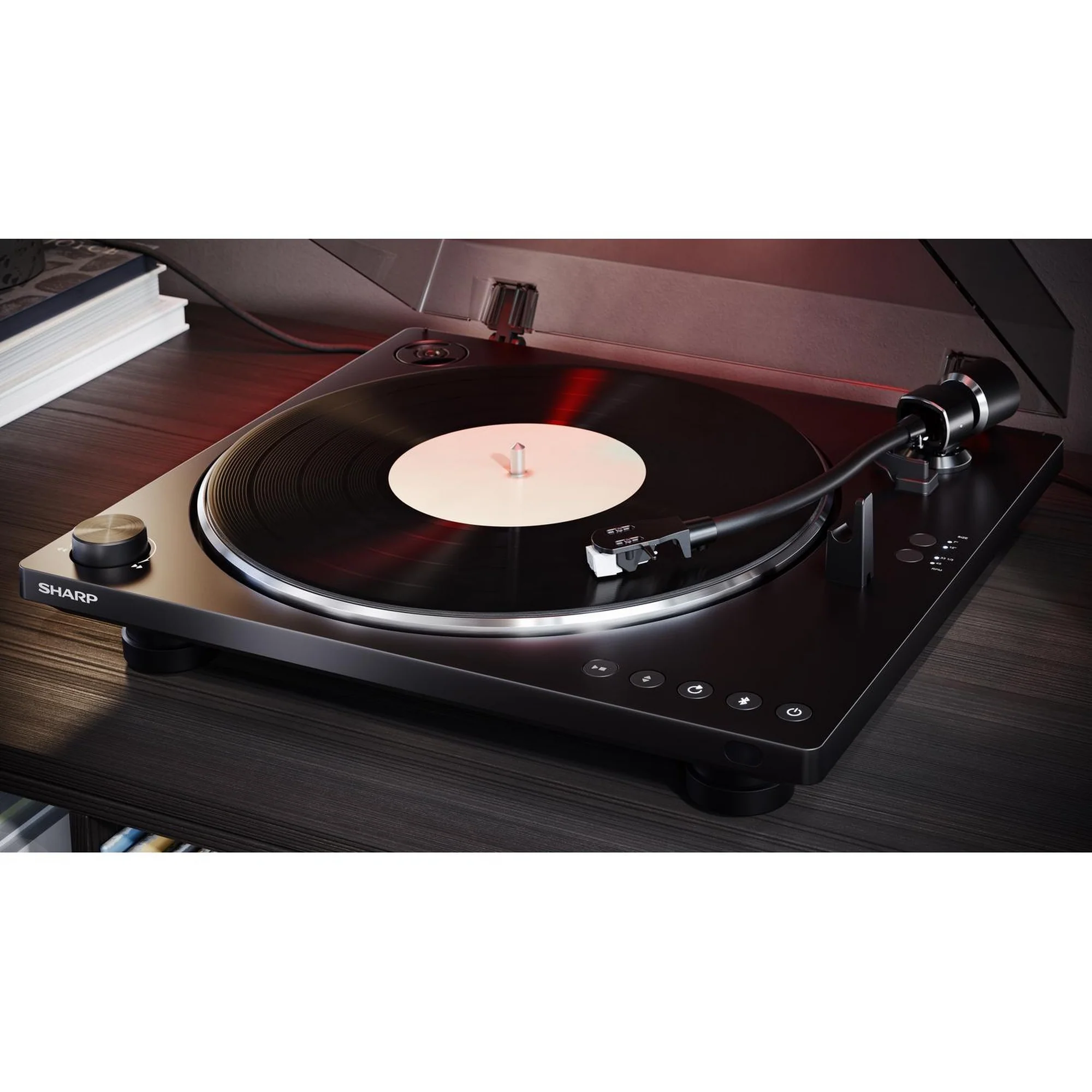 Sharp RP-TT100 Fully Automatic Belt Drive Bluetooth Turntable with Built-in Preamp Black - Image 11