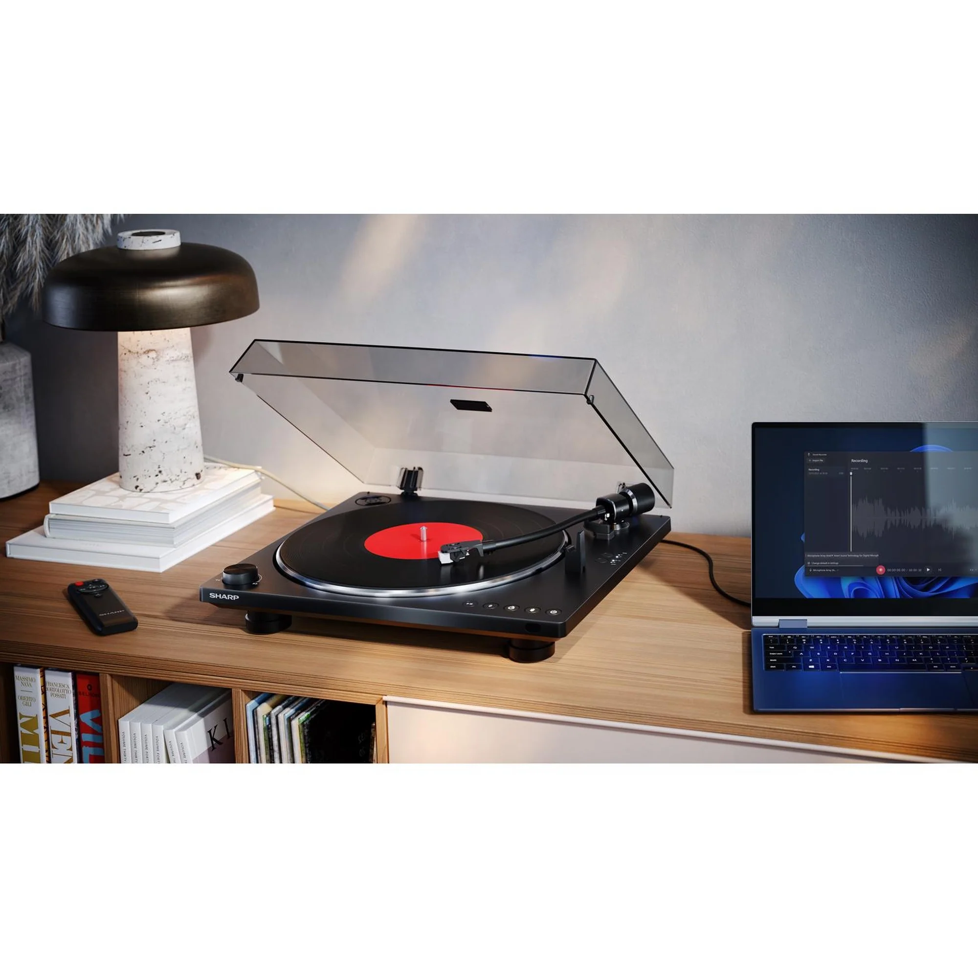 Sharp RP-TT100 Fully Automatic Belt Drive Bluetooth Turntable with Built-in Preamp Black - Image 12