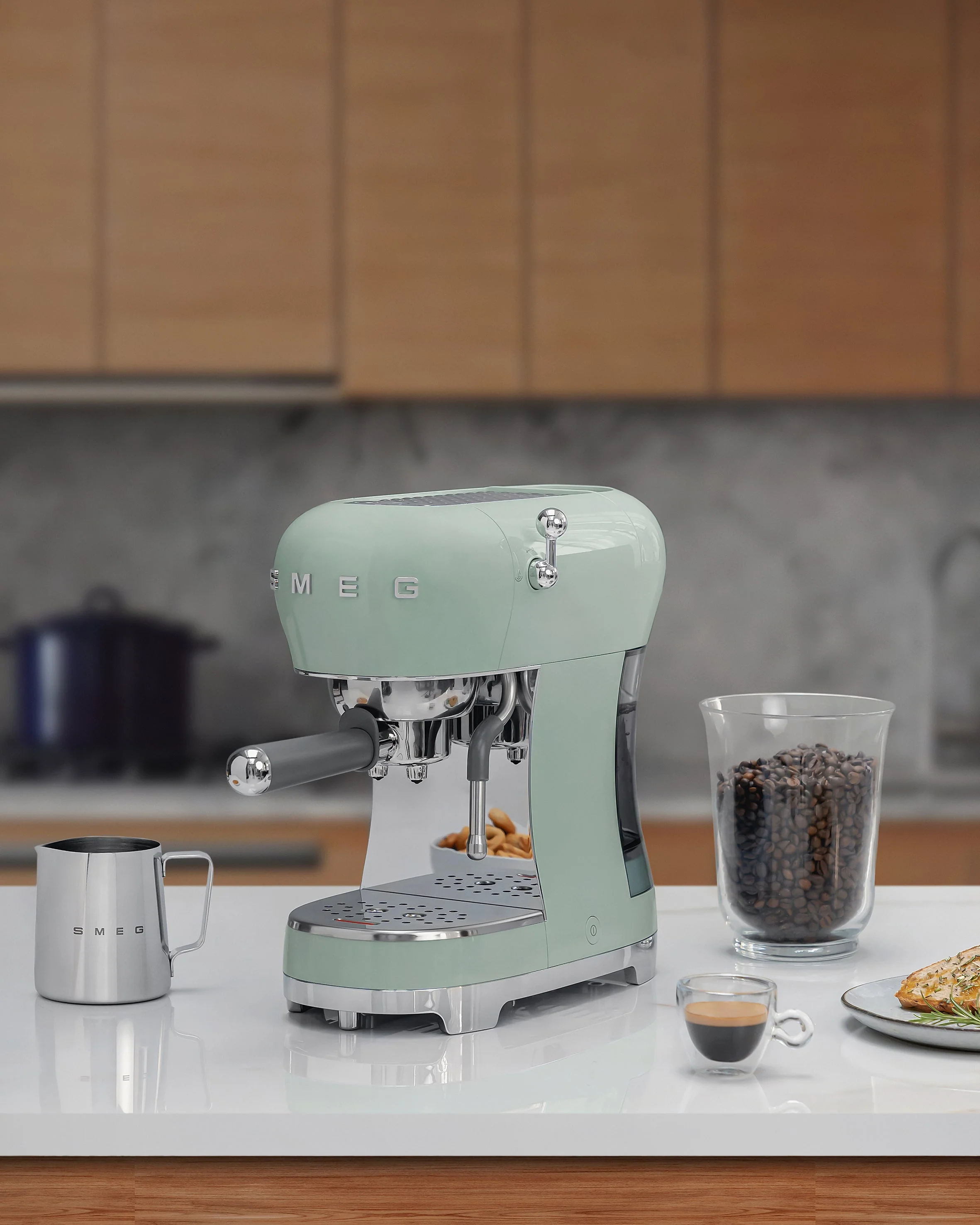 Smeg ECF02PGUK Espresso Coffee Machine with Steam Wand Pastel Green - Image 7