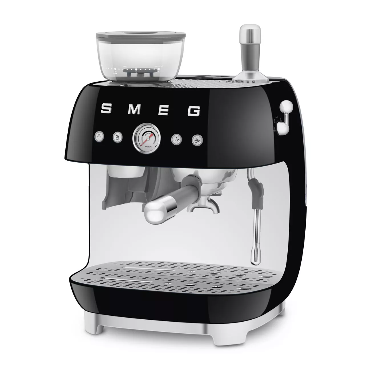 Smeg EGF03BLUK Retro Espresso Coffee Machine with Grinder in Black - Image 2