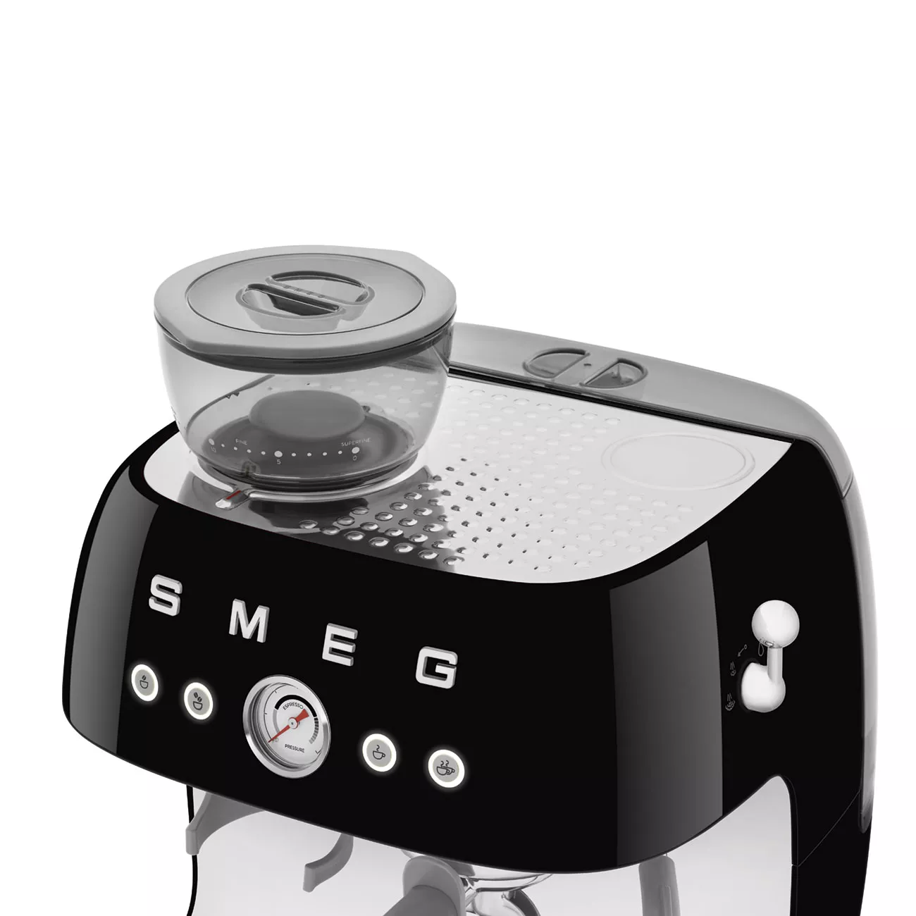 Smeg EGF03BLUK Retro Espresso Coffee Machine with Grinder in Black - Image 3
