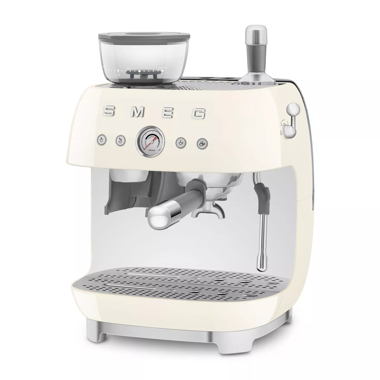 Smeg EGF03CRUK Retro Espresso Coffee Machine with Grinder in Cream - Image 2
