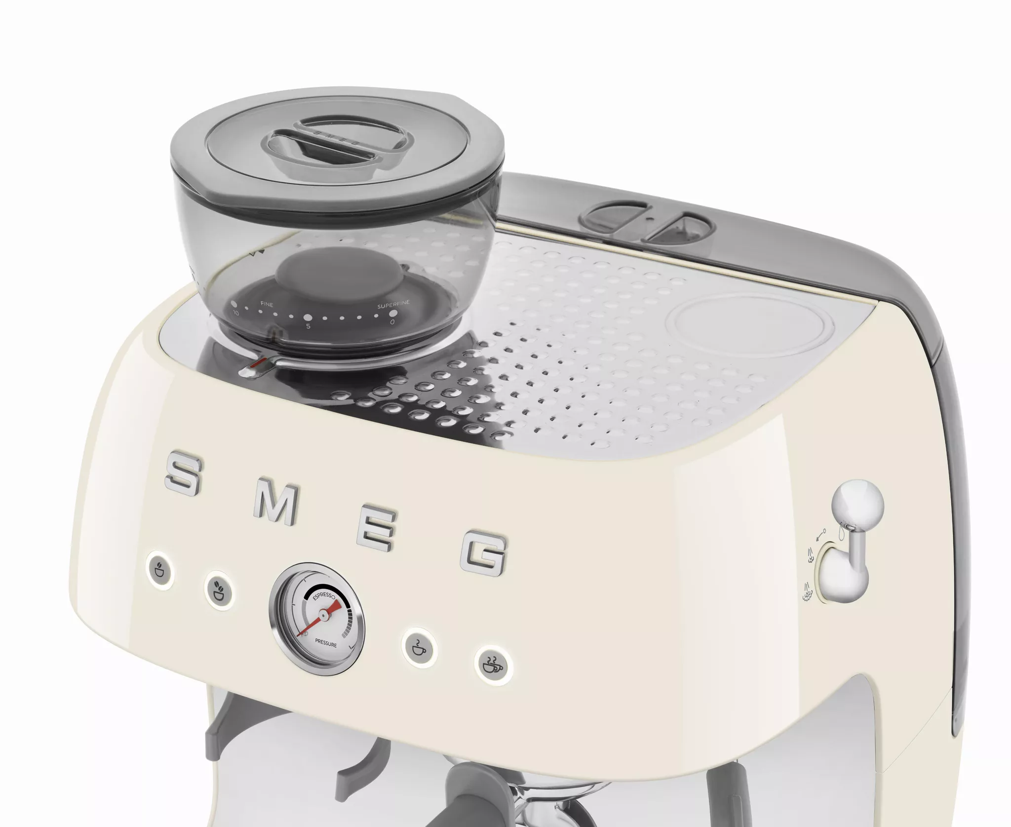 Smeg EGF03CRUK Retro Espresso Coffee Machine with Grinder in Cream - Image 5