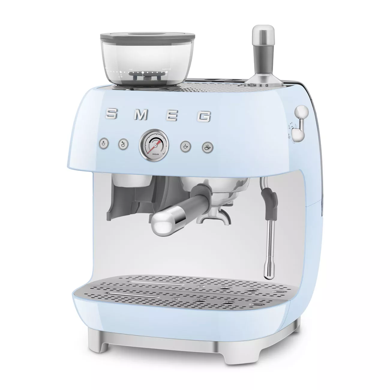 Smeg EGF03PBUK Retro Espresso Coffee Machine with Grinder in Pastel Blue - Image 2