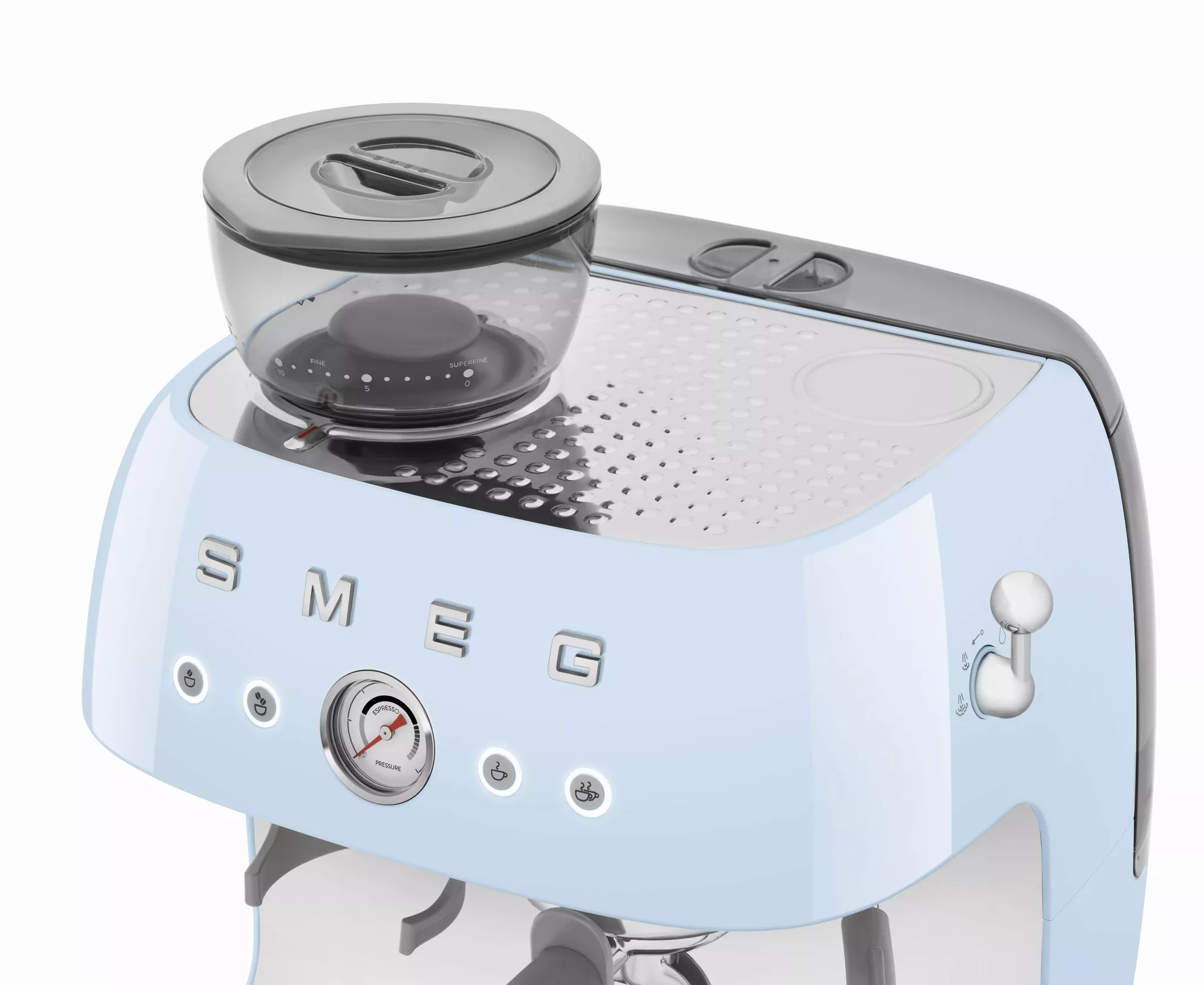 Smeg EGF03PBUK Retro Espresso Coffee Machine with Grinder in Pastel Blue - Image 5