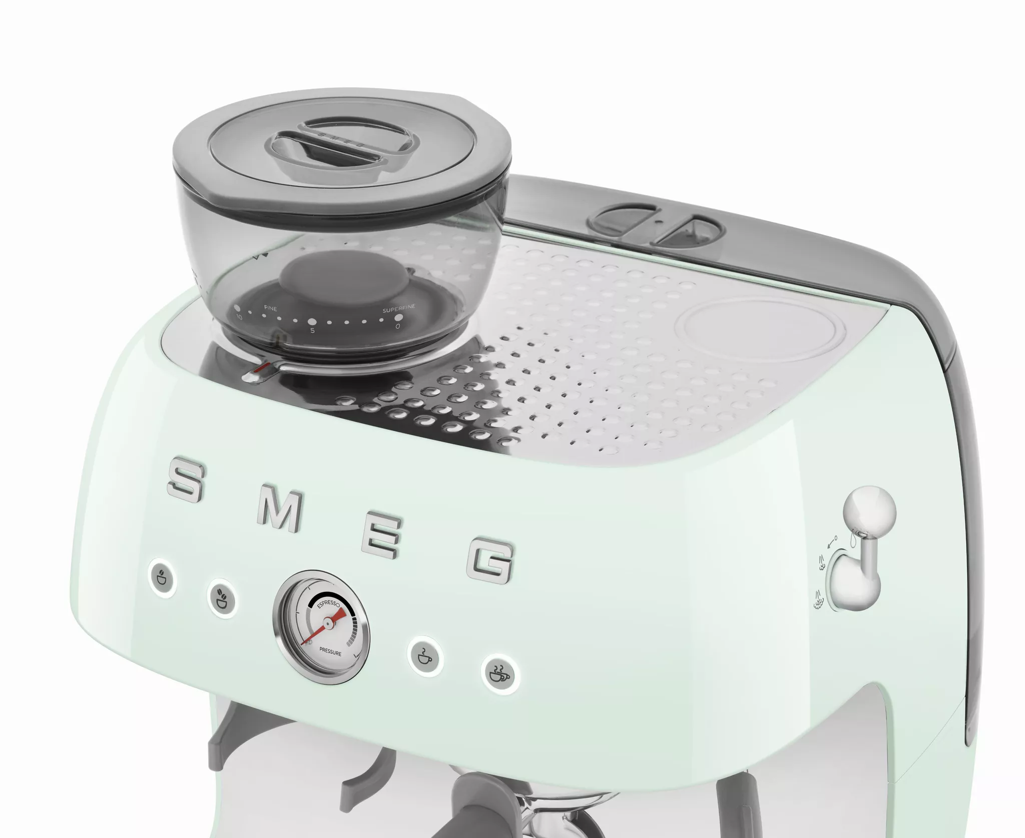 Smeg EGF03PGUK Retro Espresso Coffee Machine with Grinder in Pastel Green - Image 5