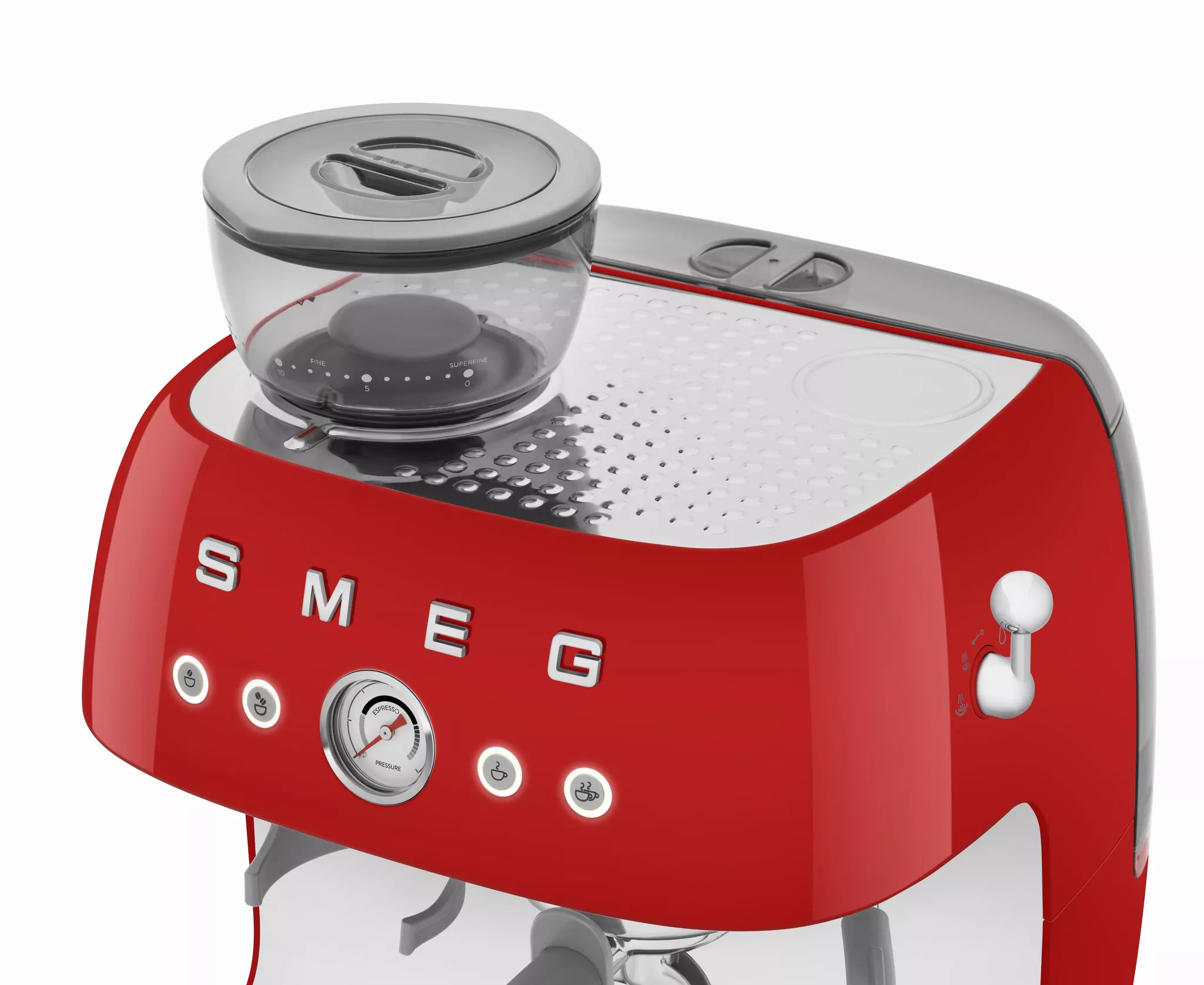 Smeg EGF03RDUK Retro Espresso Coffee Machine with Grinder in Red - Image 5