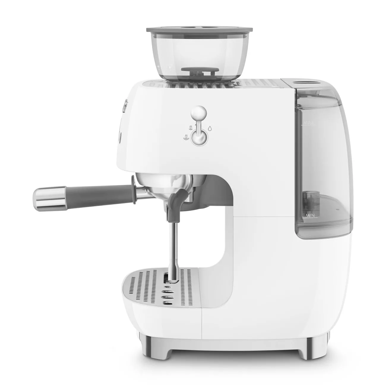Smeg EGF03WHUK Retro Espresso Coffee Machine with Grinder in White - Image 3