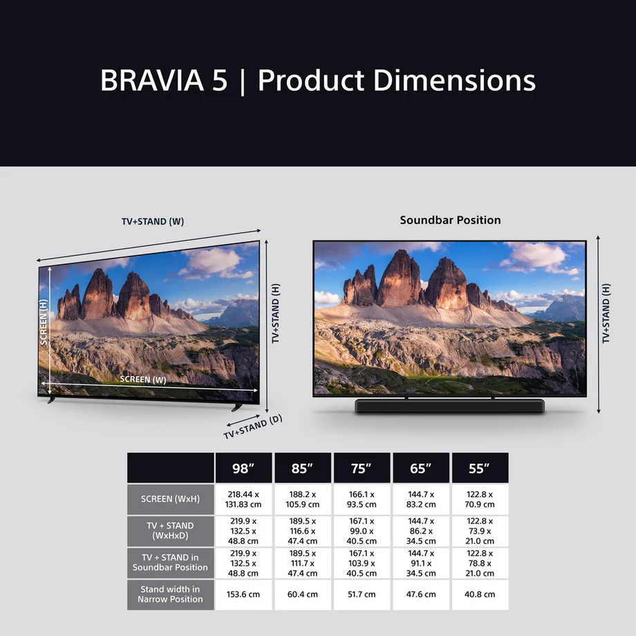 Sony K98XR55BP 98 Inch BRAVIA 5 Mini LED 4K Ultra HD HDR Smart Google TV - Image 15